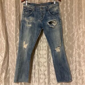 Citizens of Humanity Dylan Drop Rise Cropped Jeans Destroyed Distressed Straight